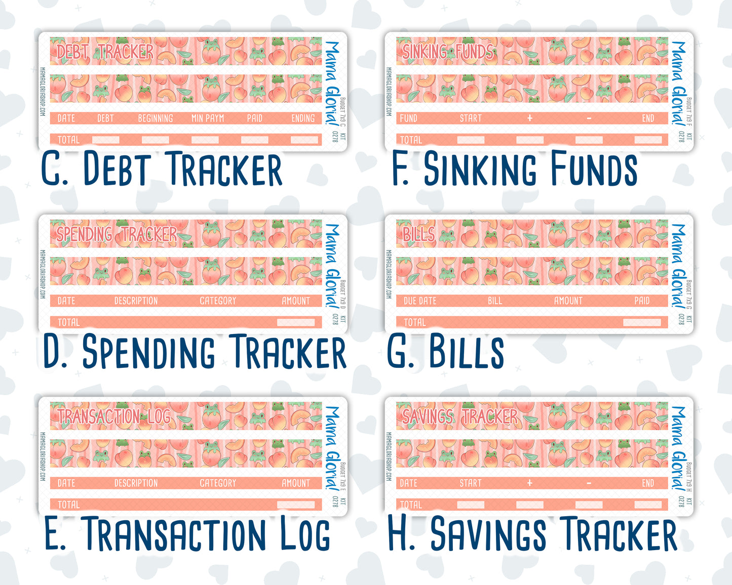 Kit 0278 - Budget - For 7x9 & A5 Planners | Notebooks - August - Oops, All Peaches