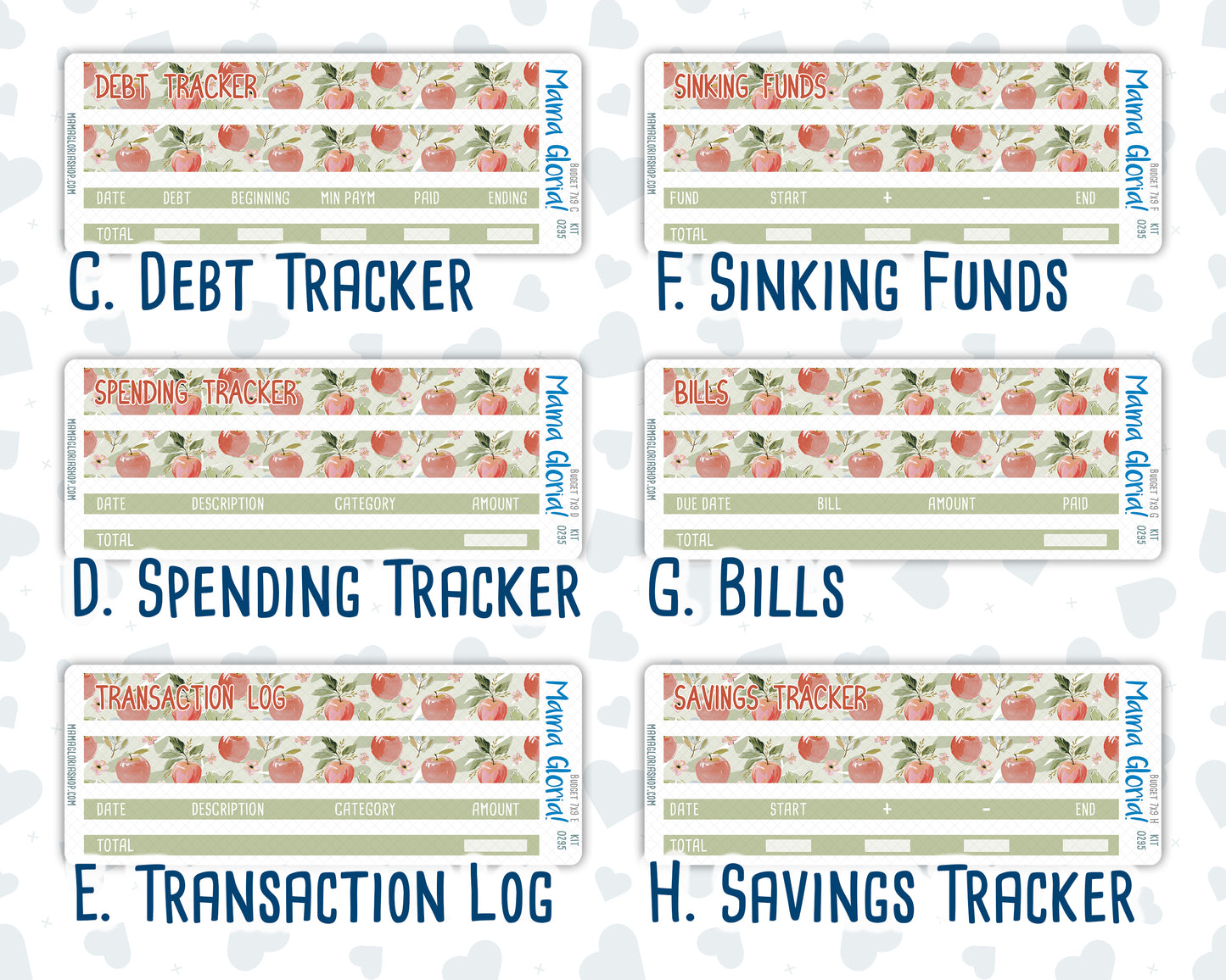 Kit 0295 - Budget - For 7x9 & A5 Planners | Notebooks - September - Apple Harvest