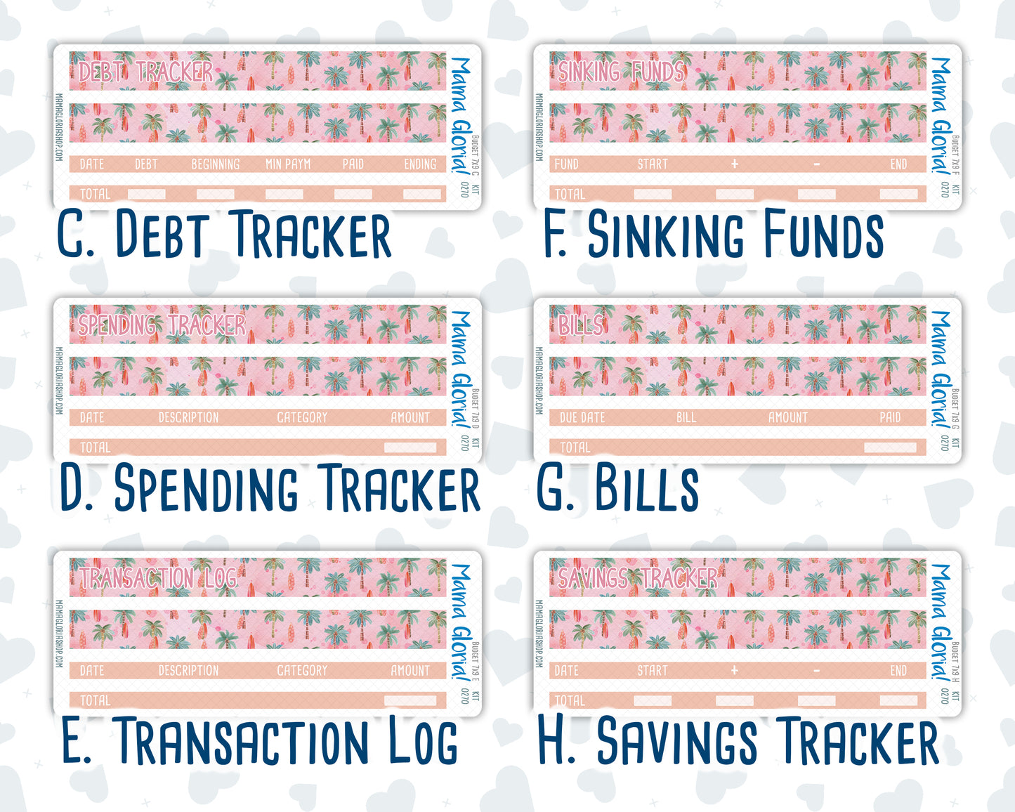 Kit 0270 - Budget - For 7x9 & A5 Planners | Notebooks - June - Beachside Bliss