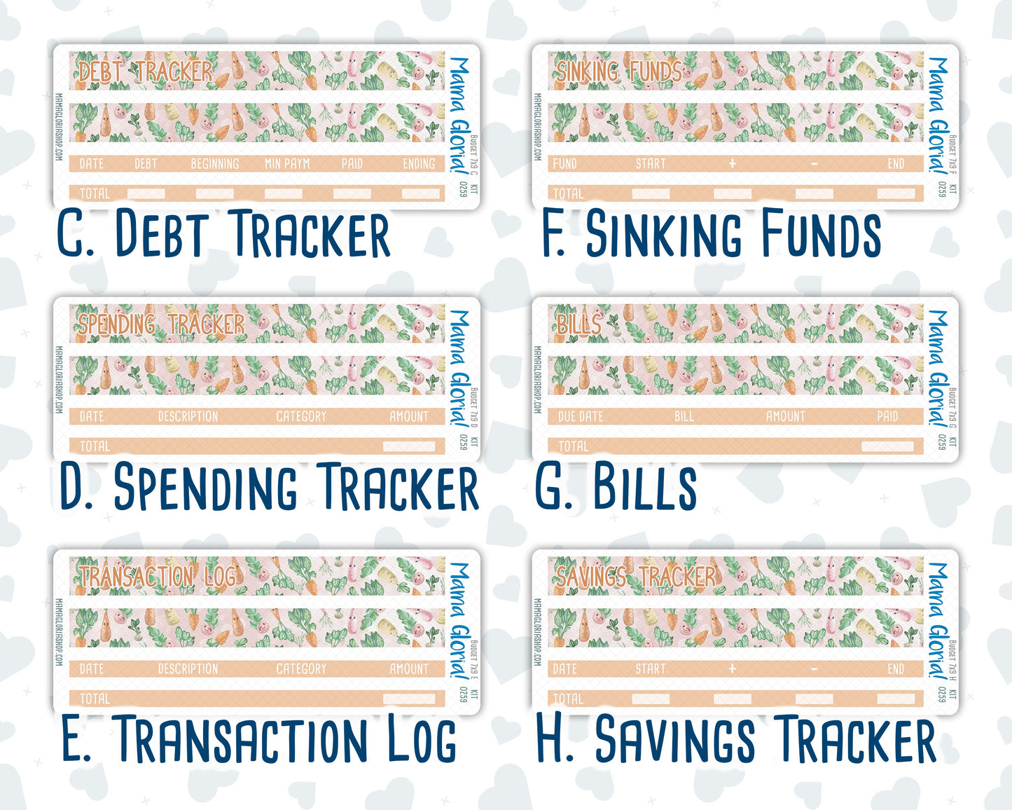 Kit 0259 - Budget - For 7x9 & A5 Planners | Notebooks - March - Spring Garden Chores
