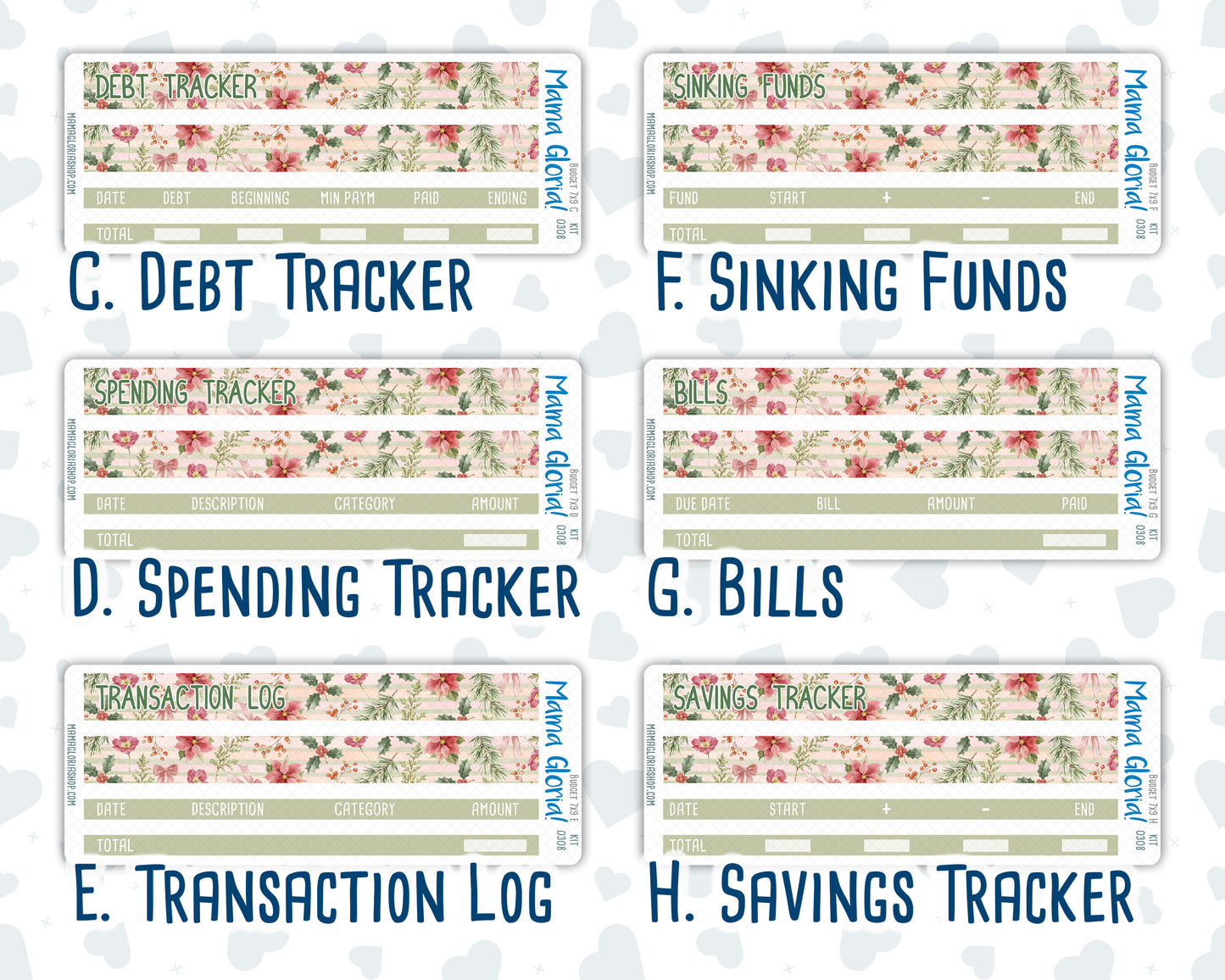 Kit 0308 - Budget - For 7x9 & A5 Planners | Notebooks - December - Knit & Holly