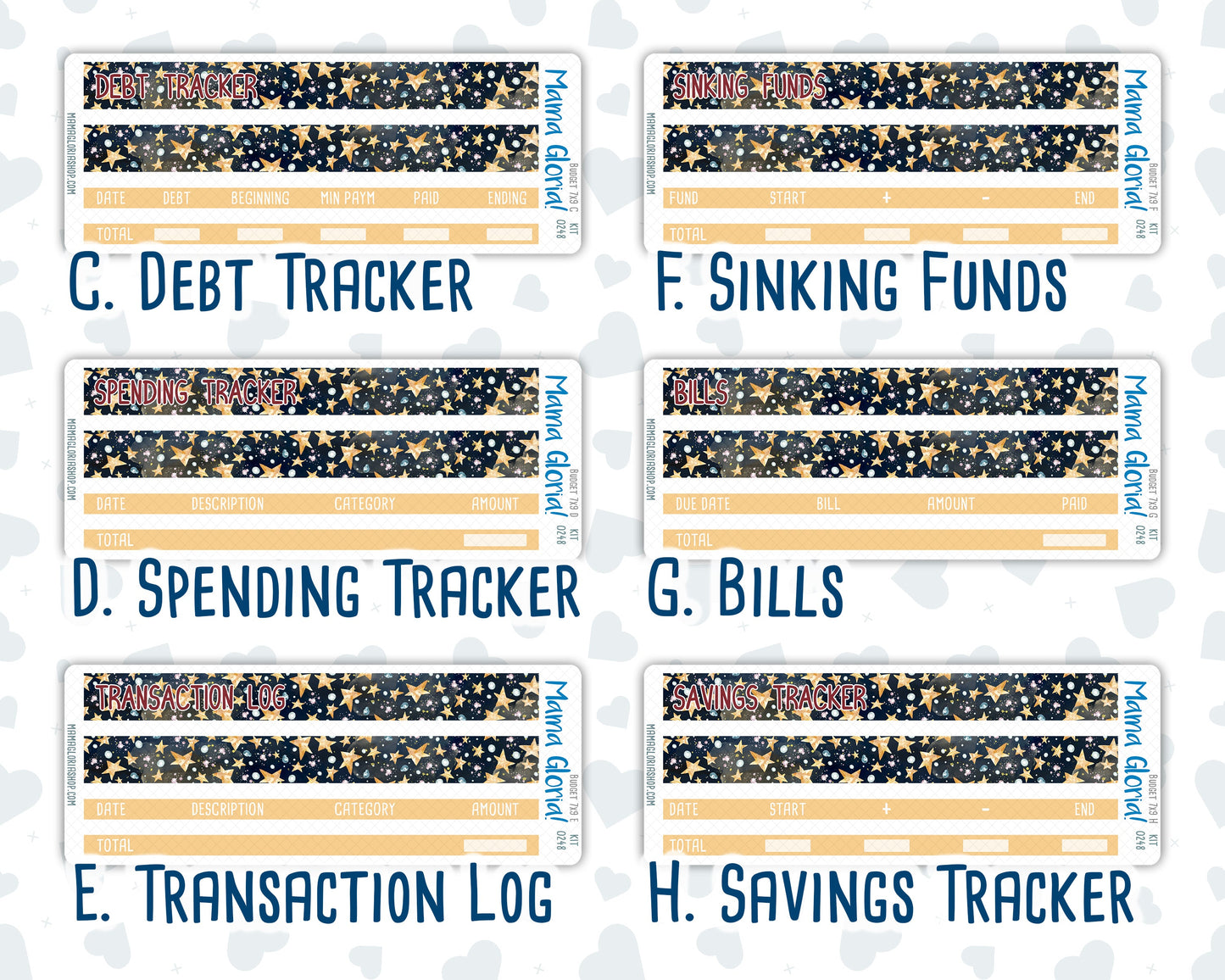 Kit 0248 - Budget - For 7x9 & A5 Planners | Notebooks - January - Midnight Countdown