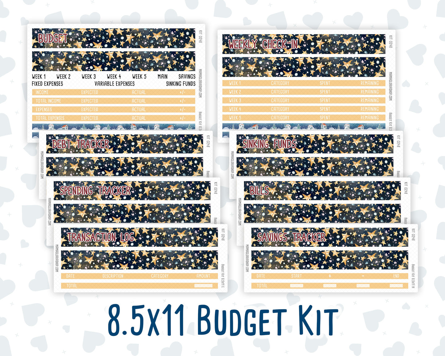 Kit 0248 - Budget - For 8.5x11 Planners | Notebooks - January - Midnight Countdown