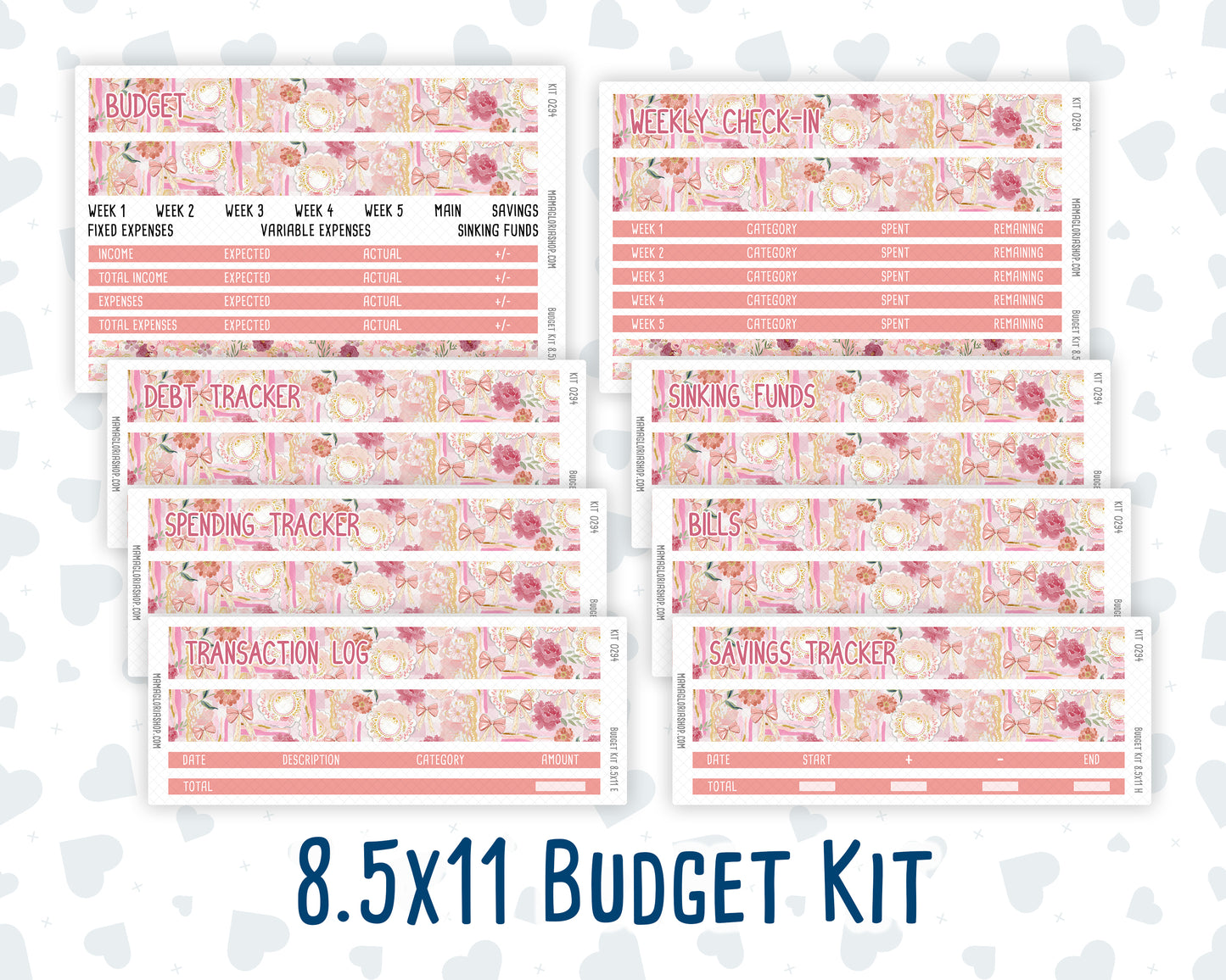Kit 0294 - Budget - For 8.5x11 Planners | Notebooks - September - Rosy Reveria