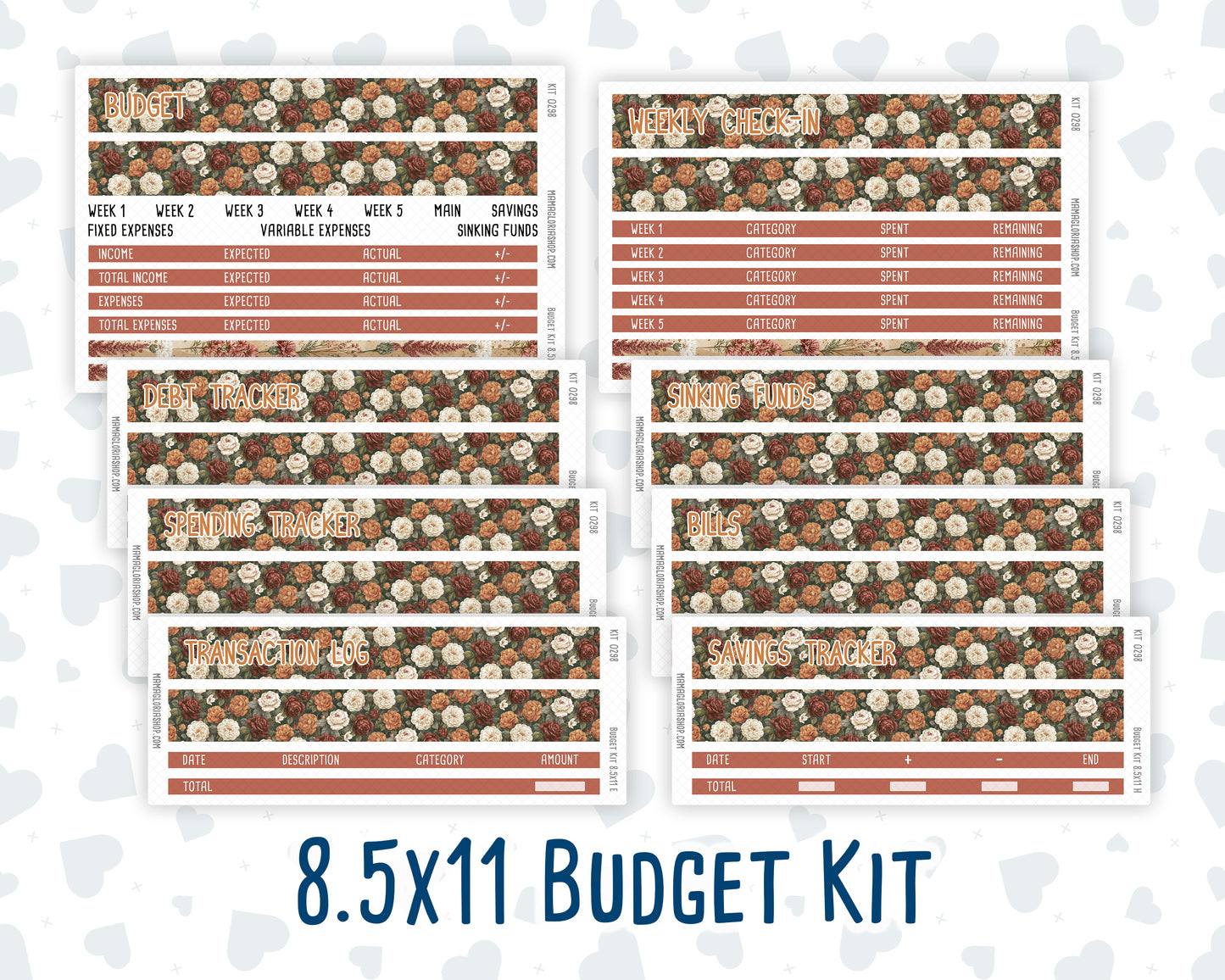 Kit 0298 - Budget - For 8.5x11 Planners | Notebooks - October - Velvet Bloom