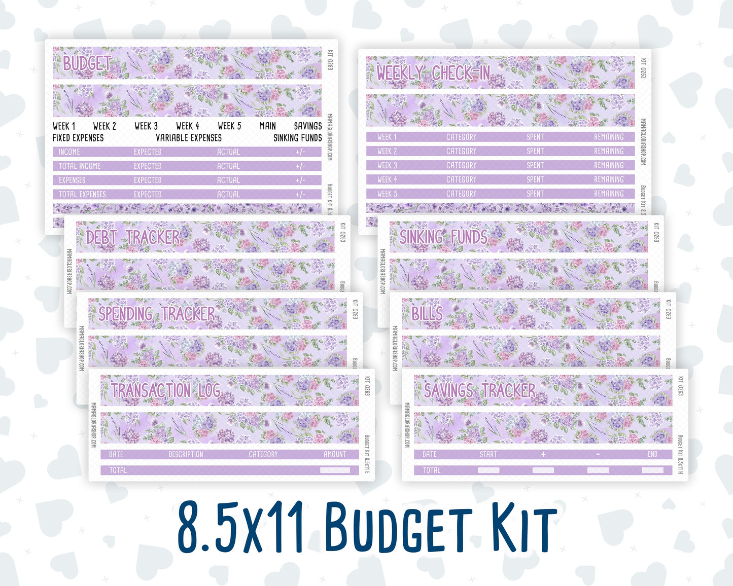 Kit 0263 - Budget - For 8.5x11 Planners | Notebooks - April - Lavender Drift