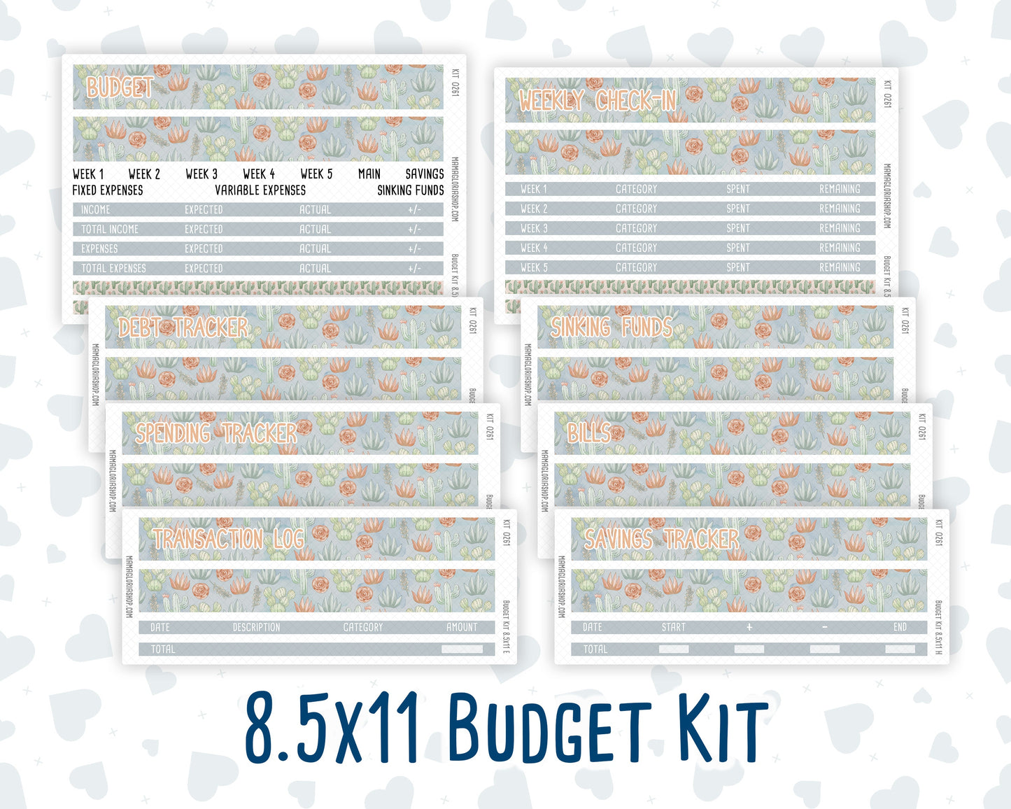 Kit 0261 - Budget - For 8.5x11 Planners | Notebooks - April - Llama Spring