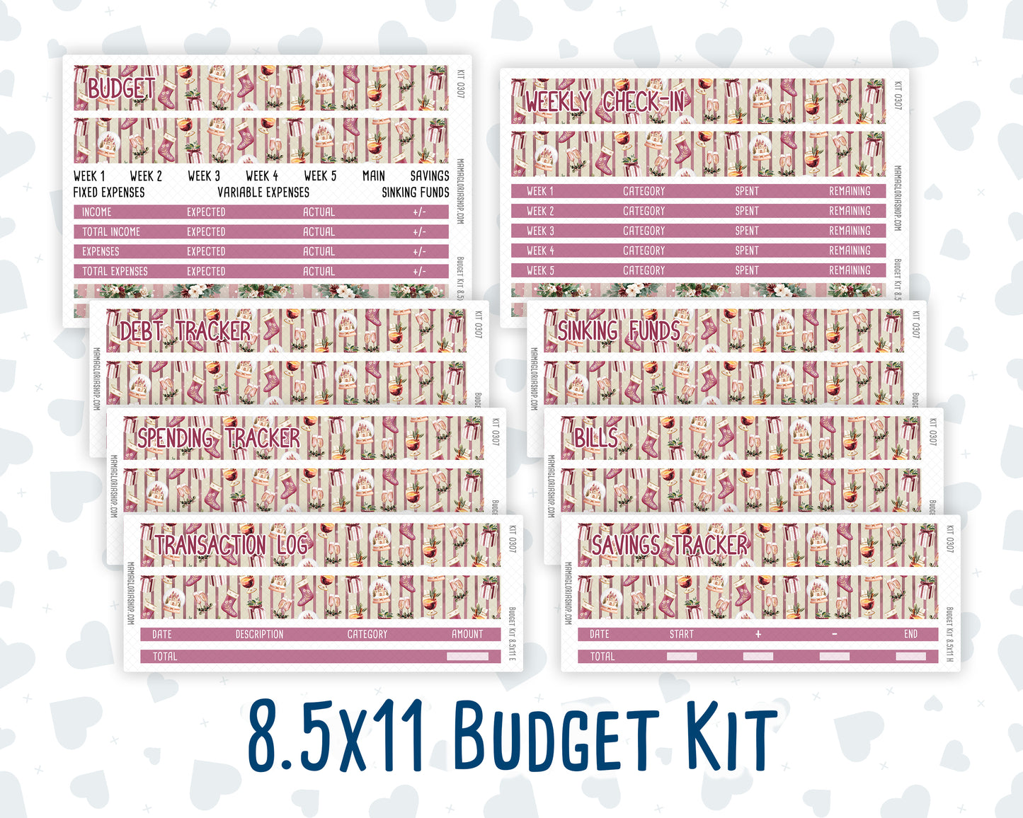Kit 0307 - Budget - For 8.5x11 Planners | Notebooks - December - Velvet Hearth
