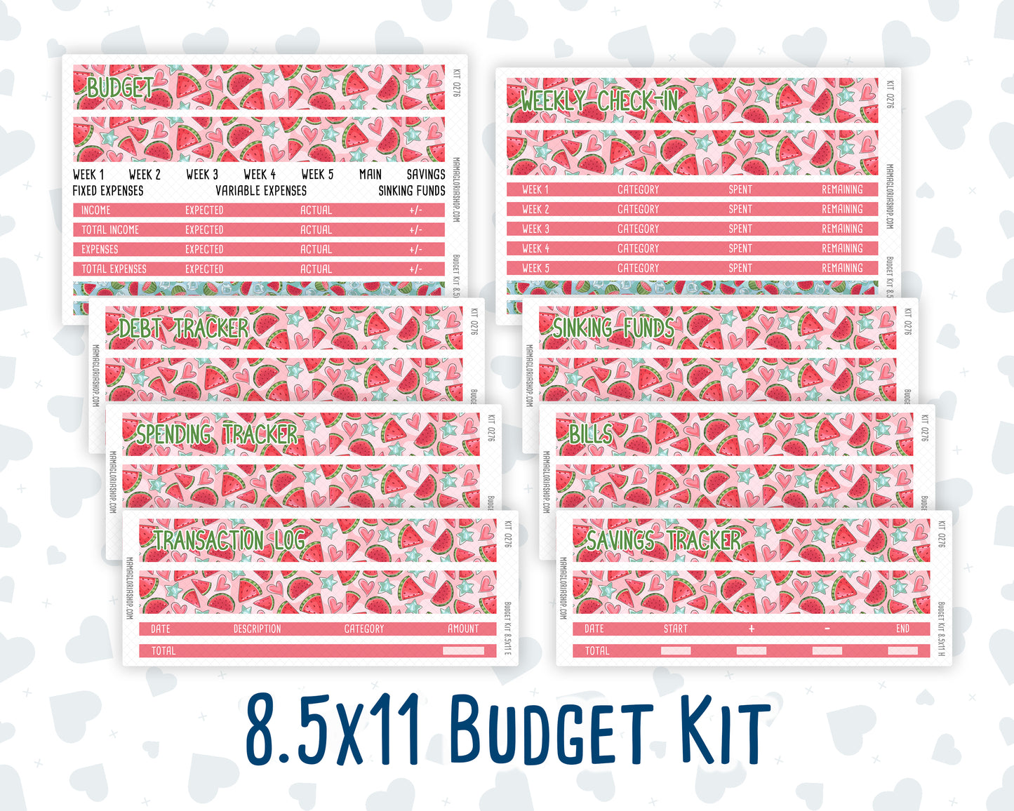 Kit 0276 - Budget - For 8.5x11 Planners | Notebooks - July - Melon Crush