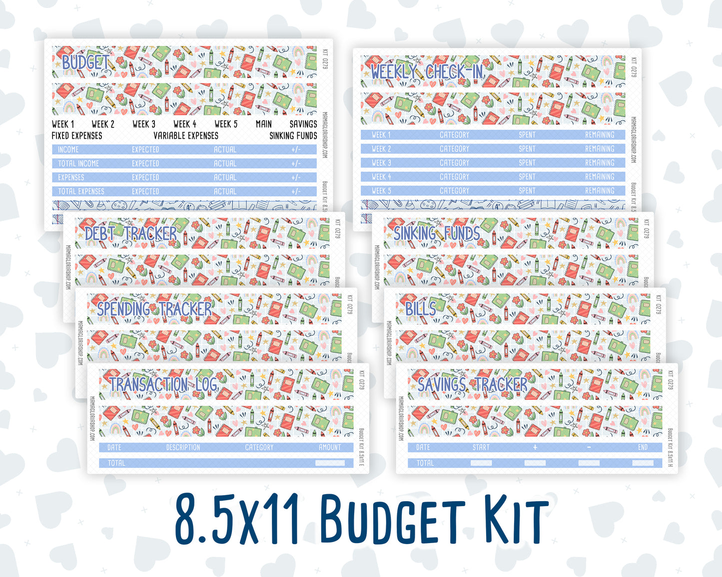 Kit 0279 - Budget - For 8.5x11 Planners | Notebooks - August - Not Ready For School