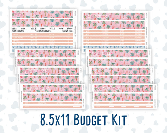 Kit 0270 - Budget - For 8.5x11 Planners | Notebooks - June - Beachside Bliss