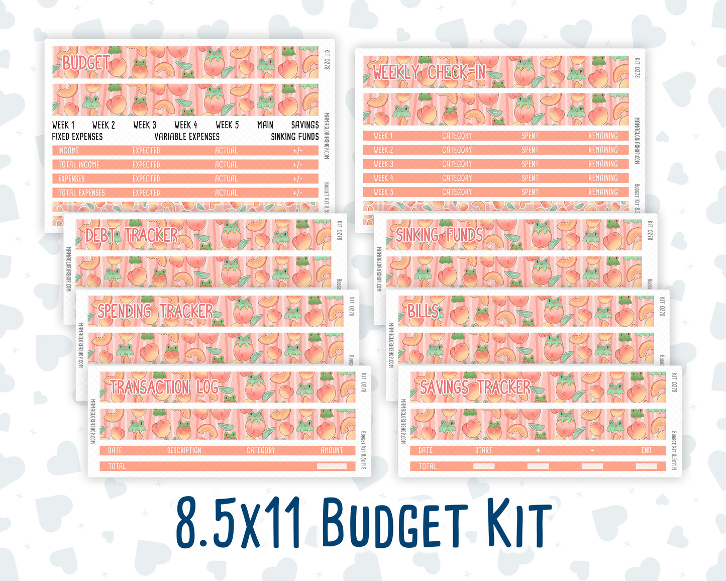 Kit 0278 - Budget - For 8.5x11 Planners | Notebooks - August - Oops, All Peaches