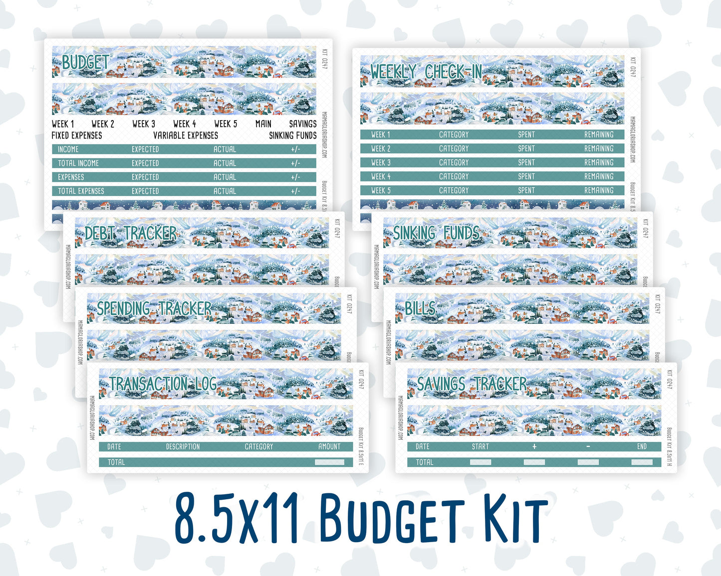 Kit 0247 - Budget - For 8.5x11 Planners | Notebooks - December - Snow Day Adventures