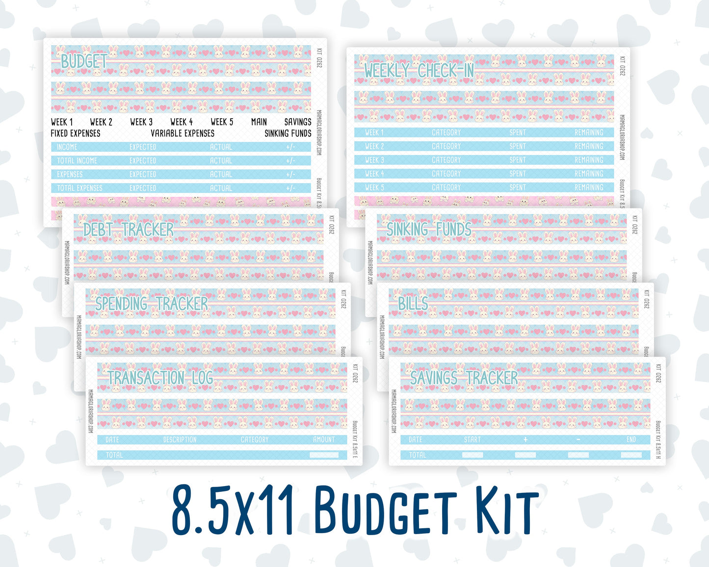 Kit 0262 - Budget - For 8.5x11 Planners | Notebooks - April - Spring Puffs