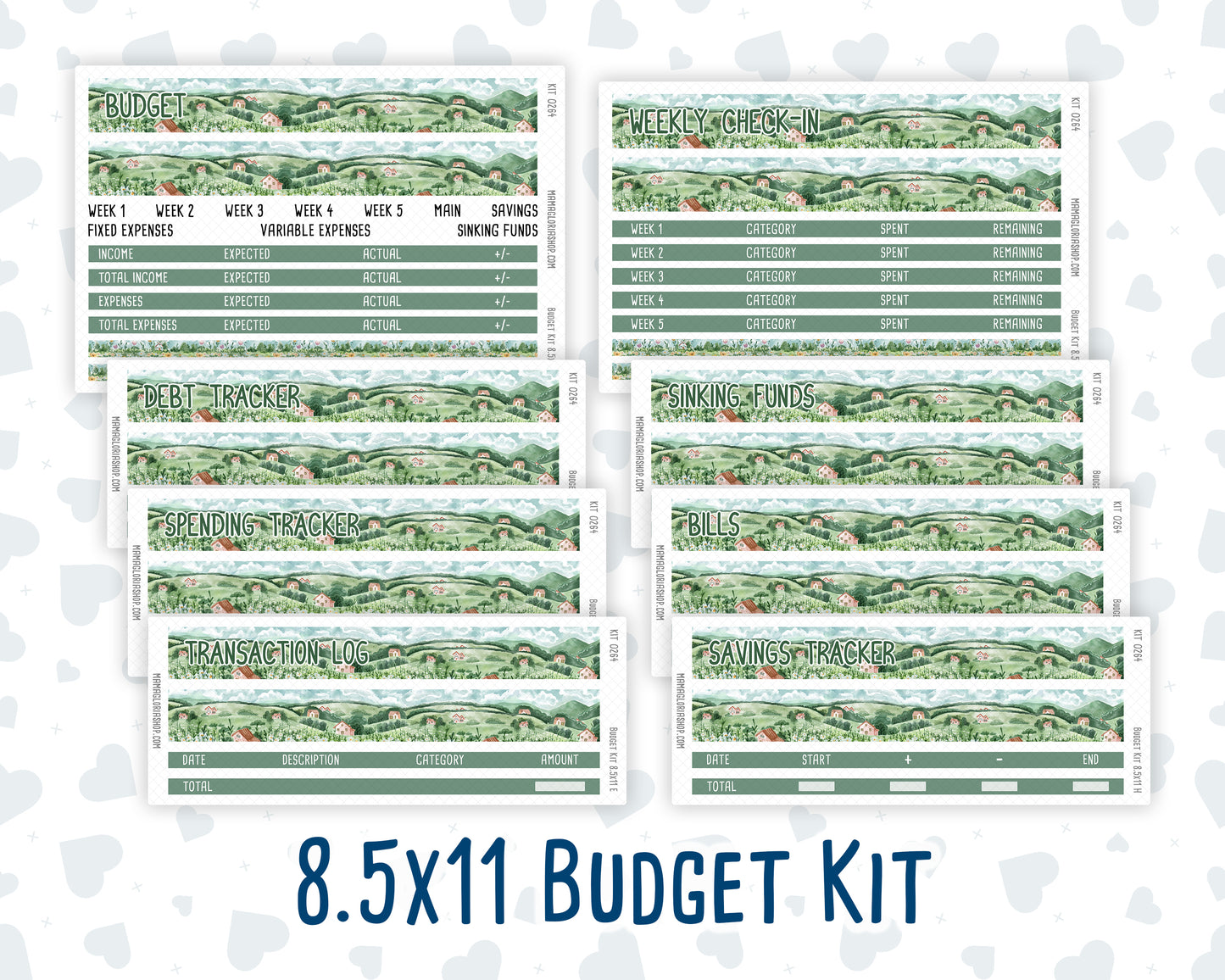 Kit 0264 - Budget - For 8.5x11 Planners | Notebooks - May - Spring Walk