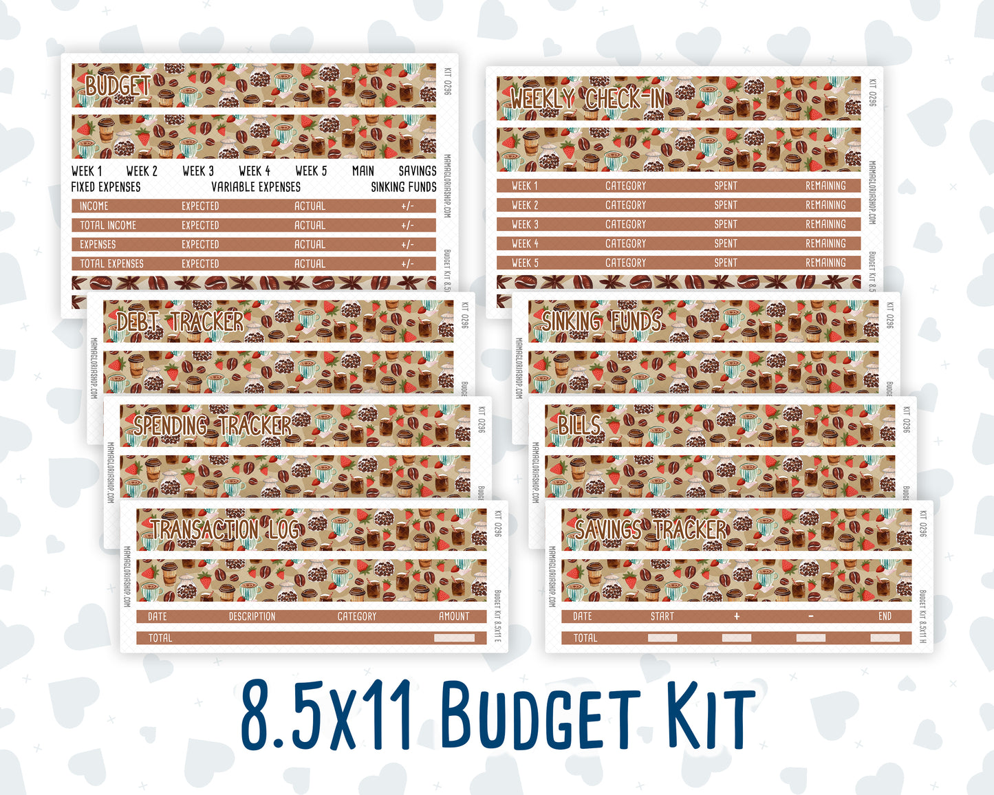 Kit 0296 - Budget - For 8.5x11 Planners | Notebooks - September - Coffee Break