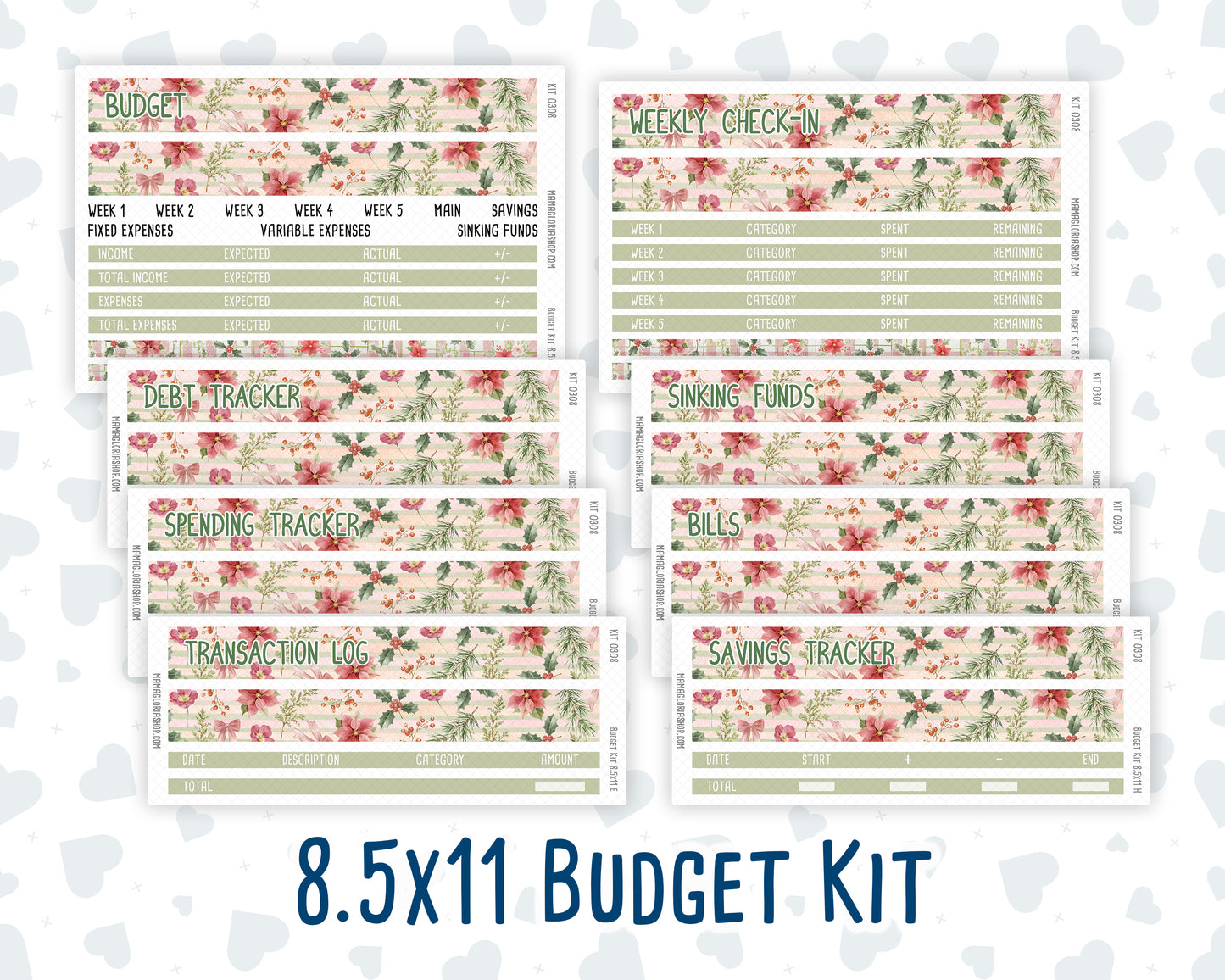 Kit 0308 - Budget - For 8.5x11 Planners | Notebooks - December - Knit & Holly