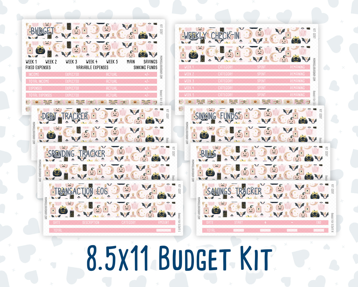 Kit 0297 - Budget - For 8.5x11 Planners | Notebooks - October - Pink Spell
