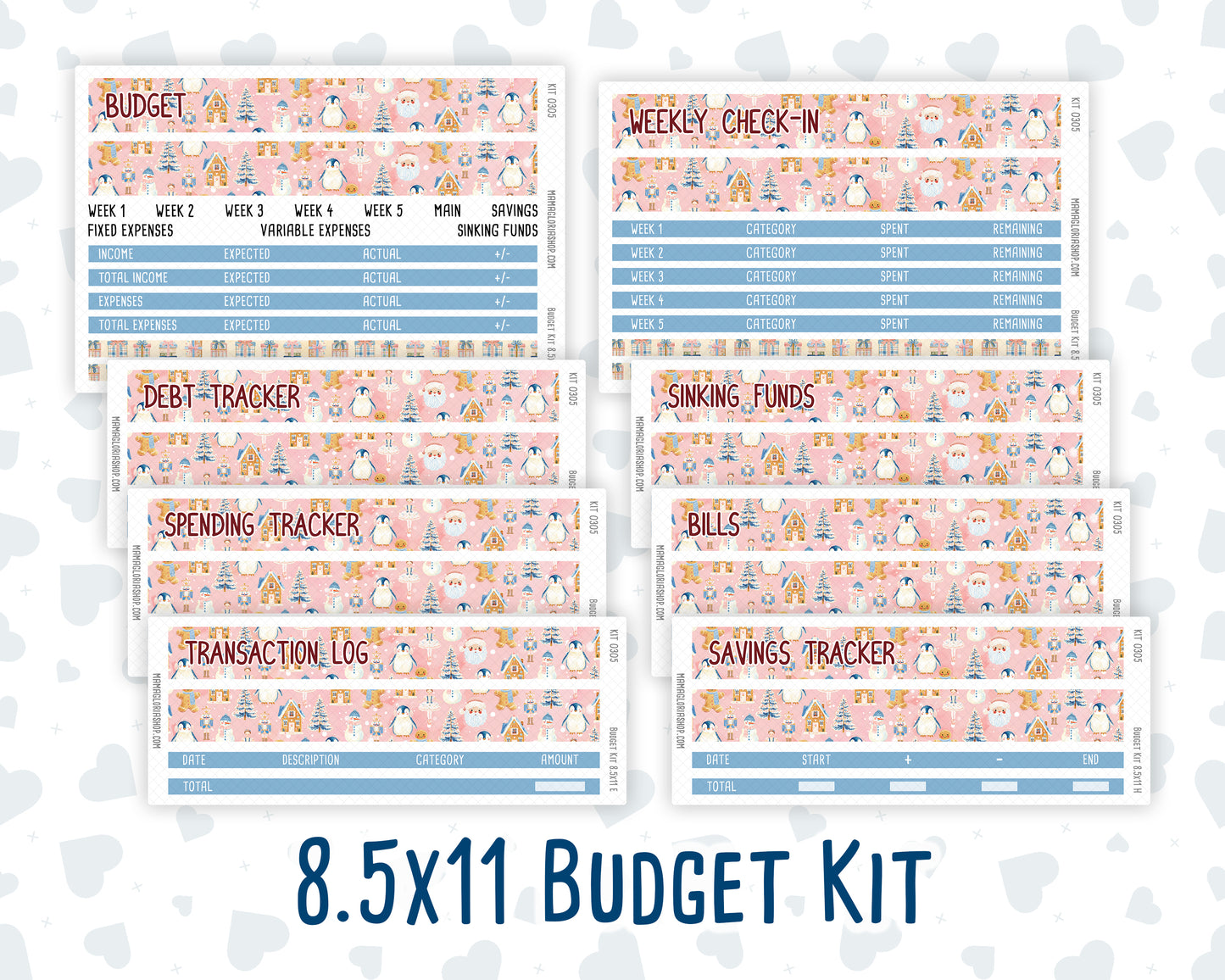 Kit 0305 - Budget - For 8.5x11 Planners | Notebooks - December - Sugarplum Parade