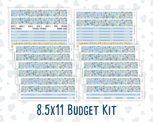Kit 0265 - Budget - For 8.5x11 Planners | Notebooks - May - Honeybee Sky
