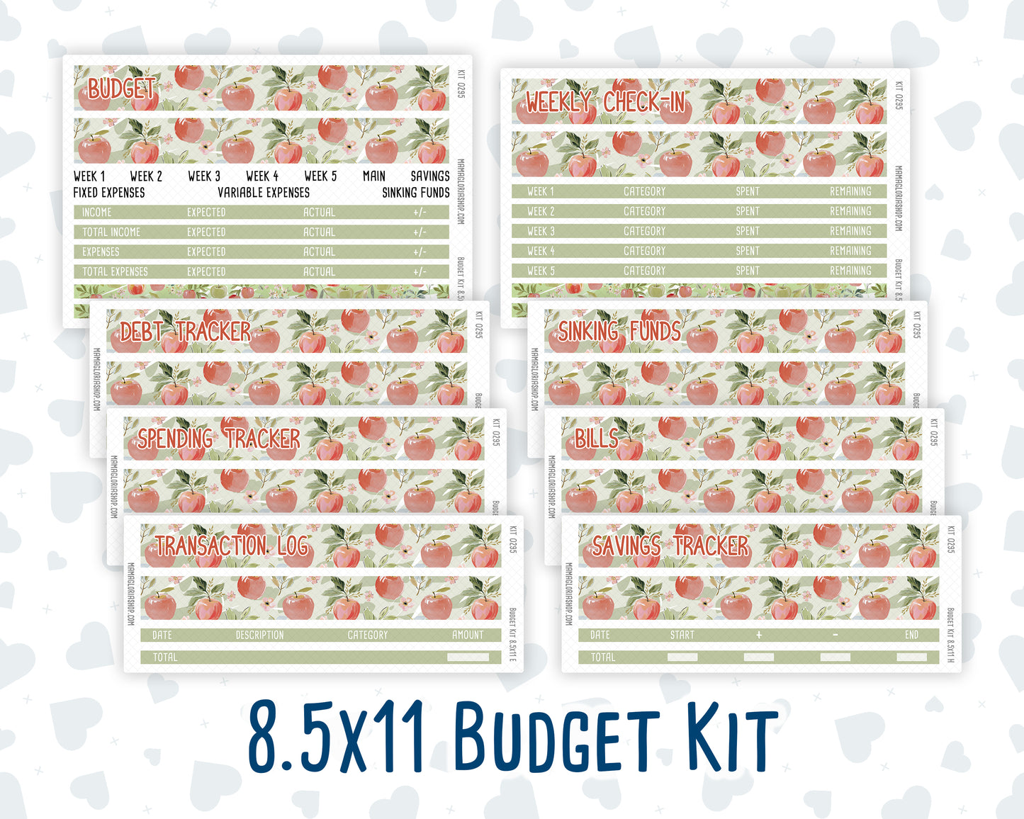 Kit 0295 - Budget - For 8.5x11 Planners | Notebooks - September - Apple Harvest
