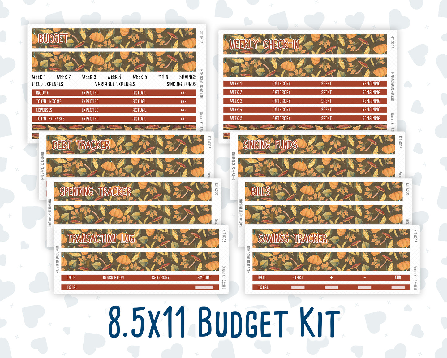 Kit 0302 - Budget - For 8.5x11 Planners | Notebooks - November - Thankful Season