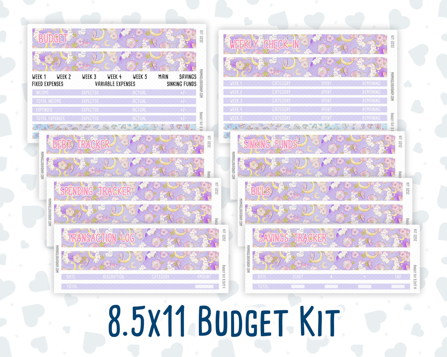 Kit 0252 - Budget - For 8.5x11 Planners | Notebooks - February - Tokyo Candy Cloud
