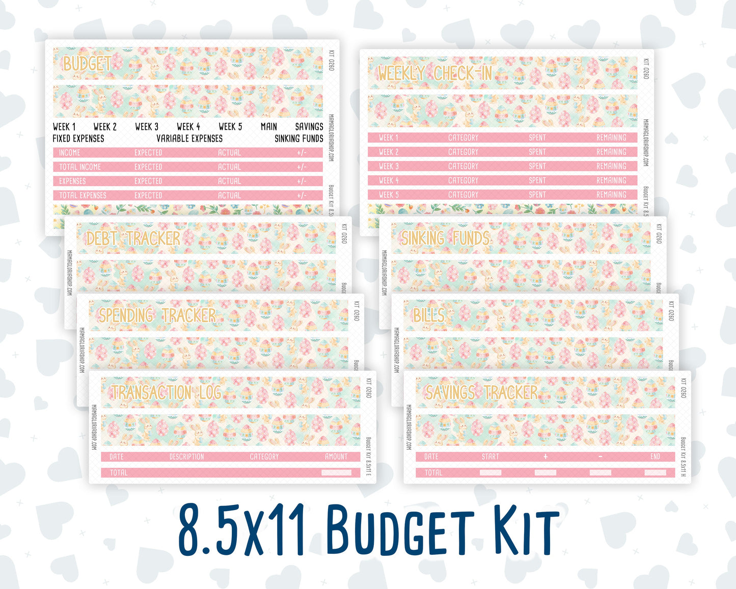 Kit 0260 - Budget - For 8.5x11 Planners | Notebooks - April - Pastel Egg Hunt