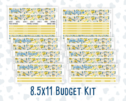 Kit 0274 - Budget - For 8.5x11 Planners | Notebooks - July - Sunny Lemon Shore