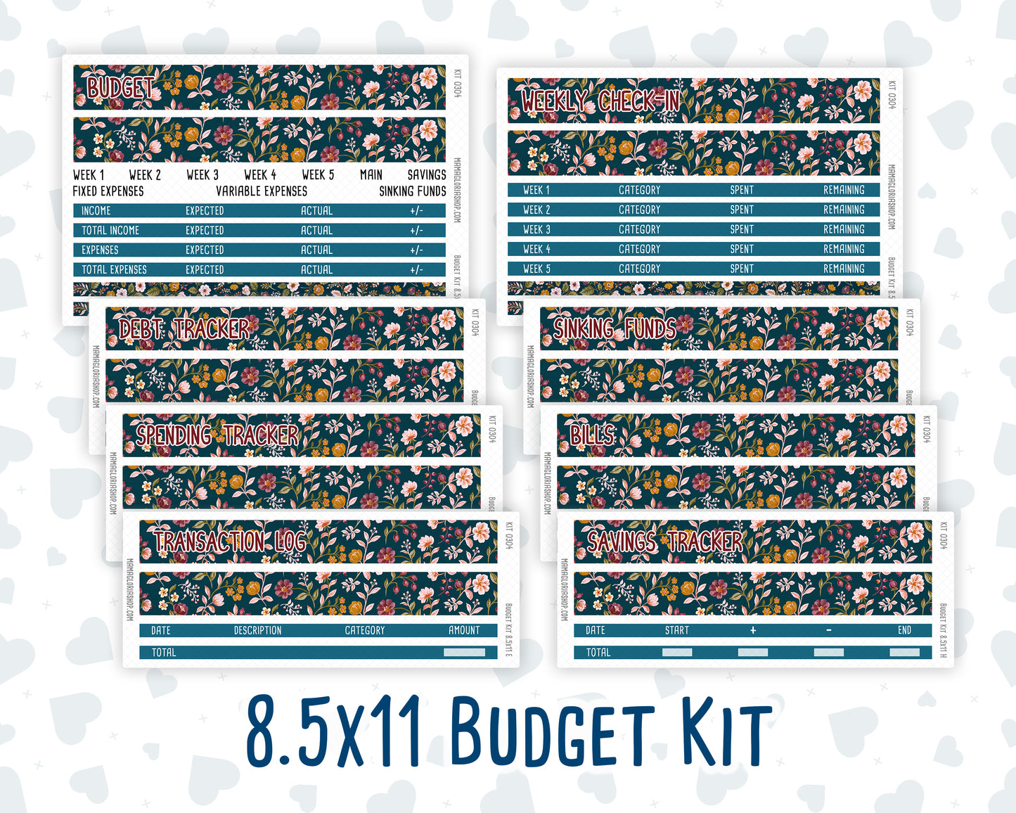 Kit 0304 - Budget - For 8.5x11 Planners | Notebooks - November - Autumn In Bloom
