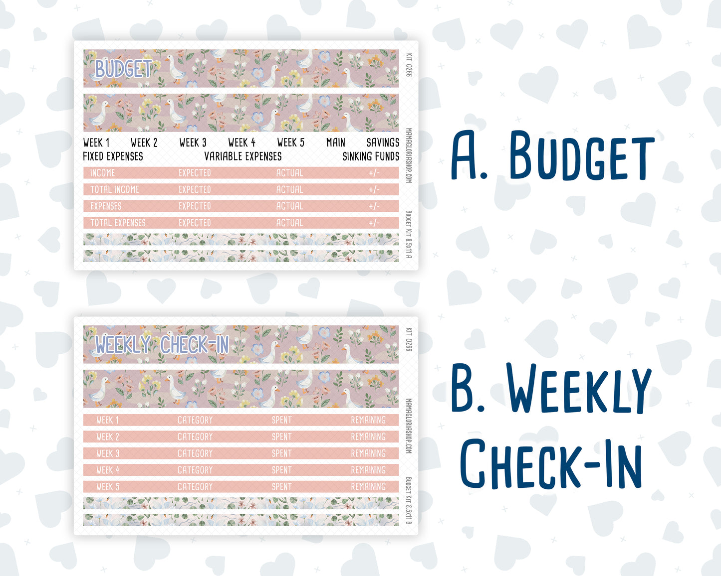 Kit 0266 - Budget - For 8.5x11 Planners | Notebooks - May - Froggy Lake Picnic