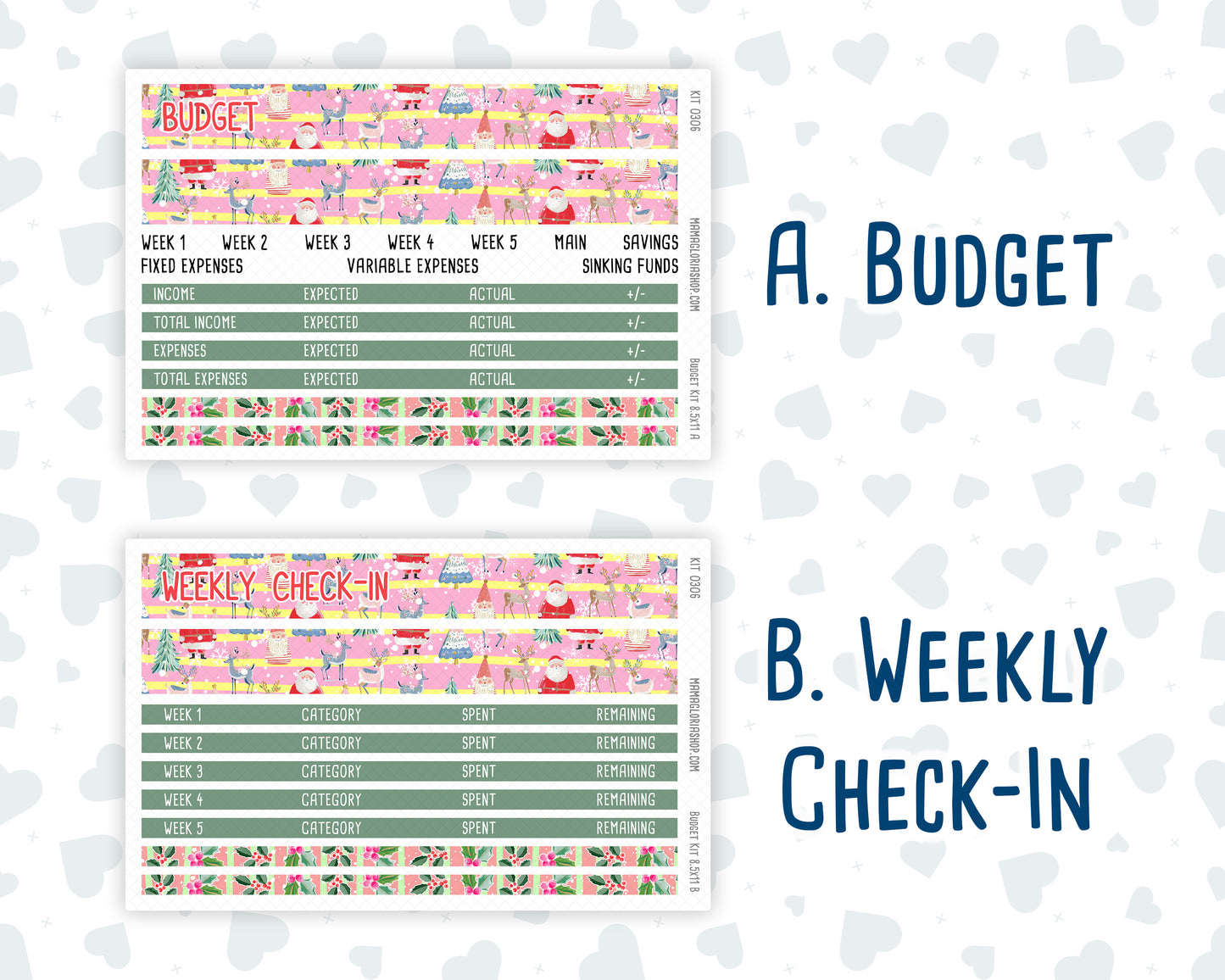 Kit 0306 - Budget - For 8.5x11 Planners | Notebooks - December - Jolly Mischief