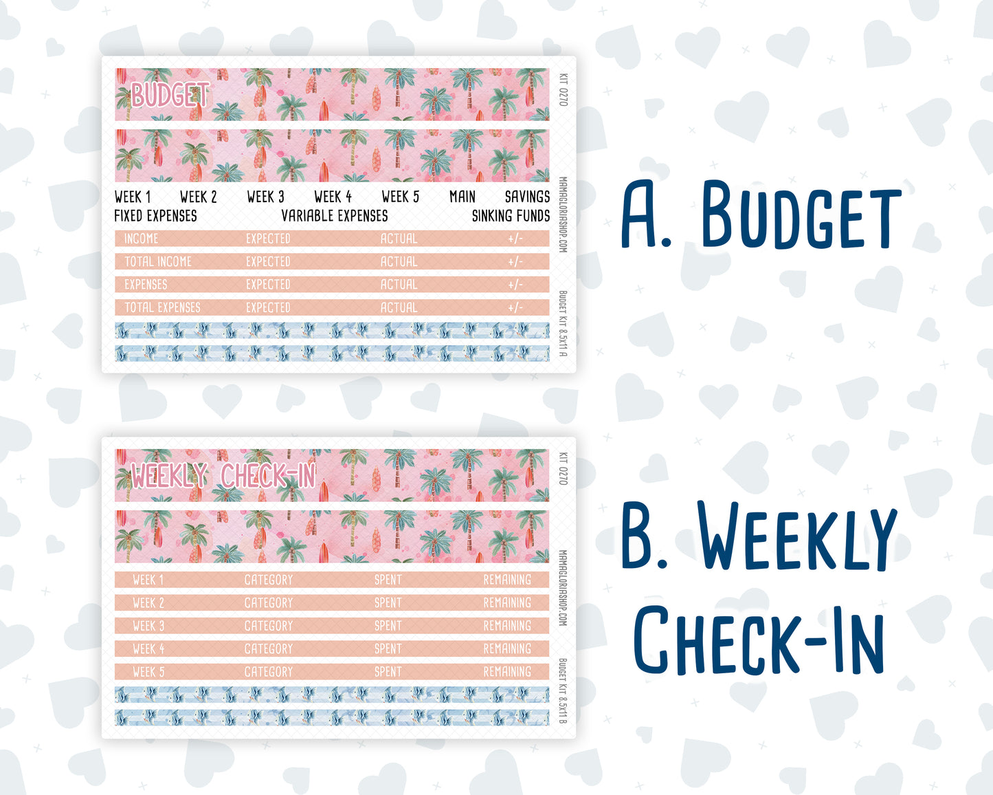 Kit 0270 - Budget - For 8.5x11 Planners | Notebooks - June - Beachside Bliss