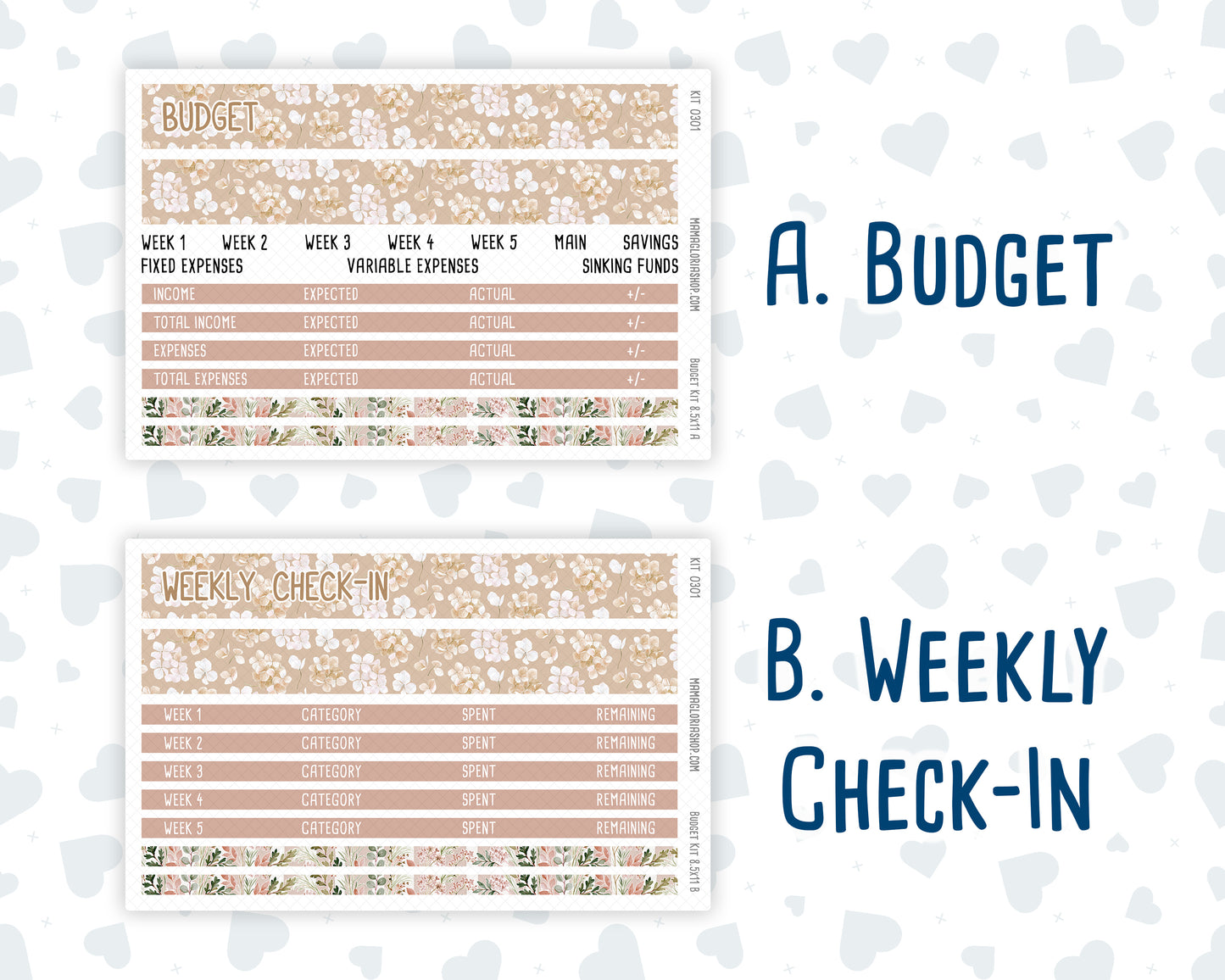 Kit 0301 - Budget - For 8.5x11 Planners | Notebooks - November - Sunday Comfort