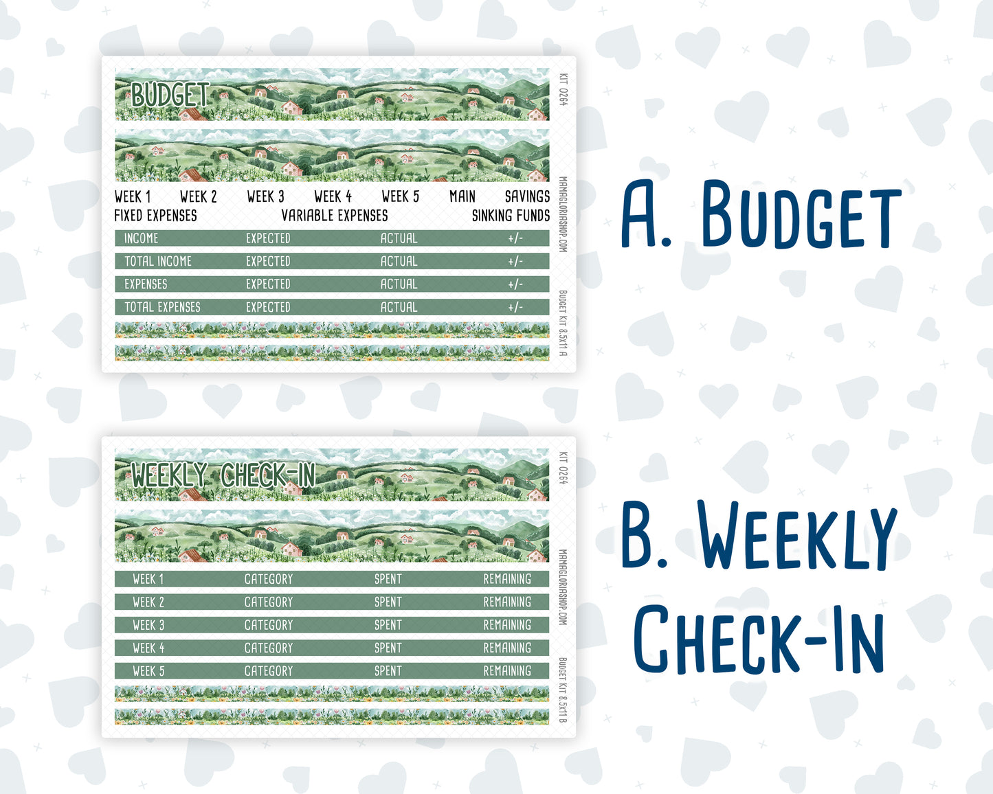 Kit 0264 - Budget - For 8.5x11 Planners | Notebooks - May - Spring Walk