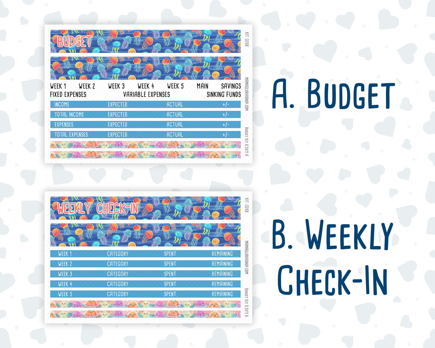 Kit 0268 - Budget - For 8.5x11 Planners | Notebooks - June - Sea Sweeties