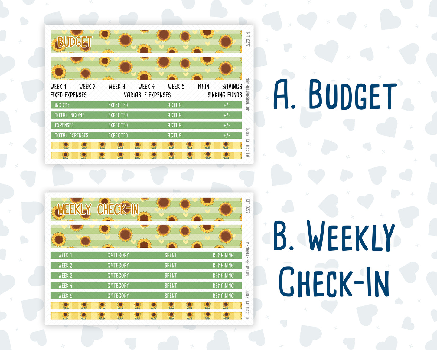 Kit 0277 - Budget - For 8.5x11 Planners | Notebooks - August - Sunflower Drama Club