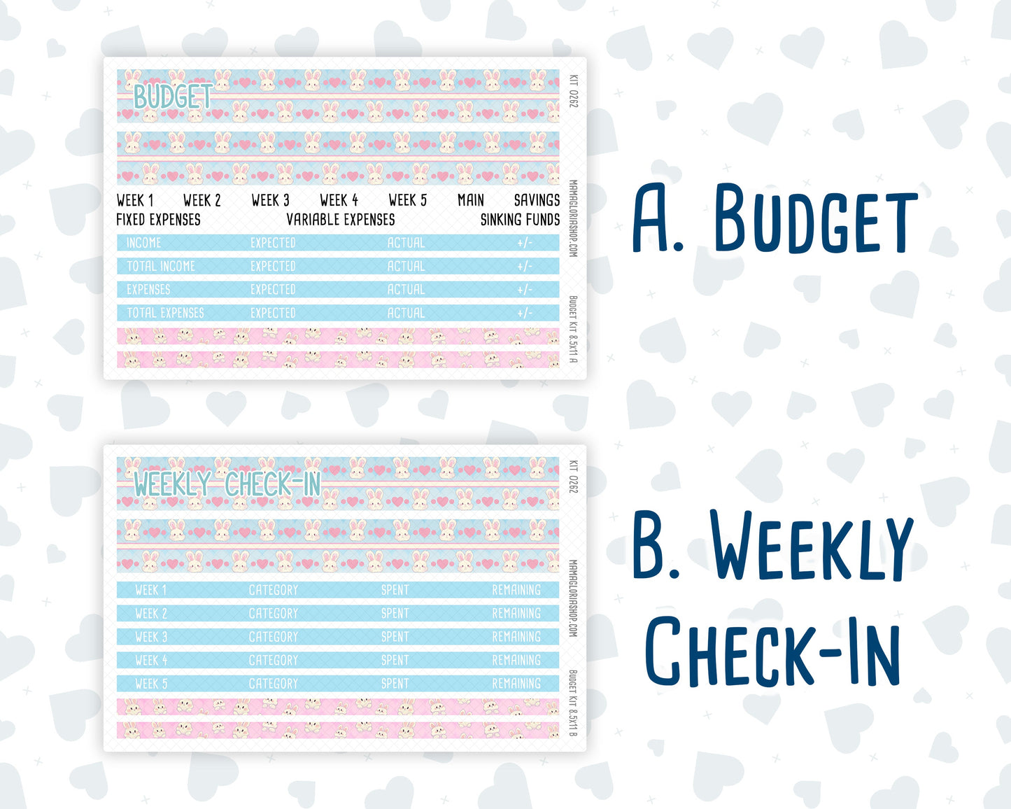 Kit 0262 - Budget - For 8.5x11 Planners | Notebooks - April - Spring Puffs
