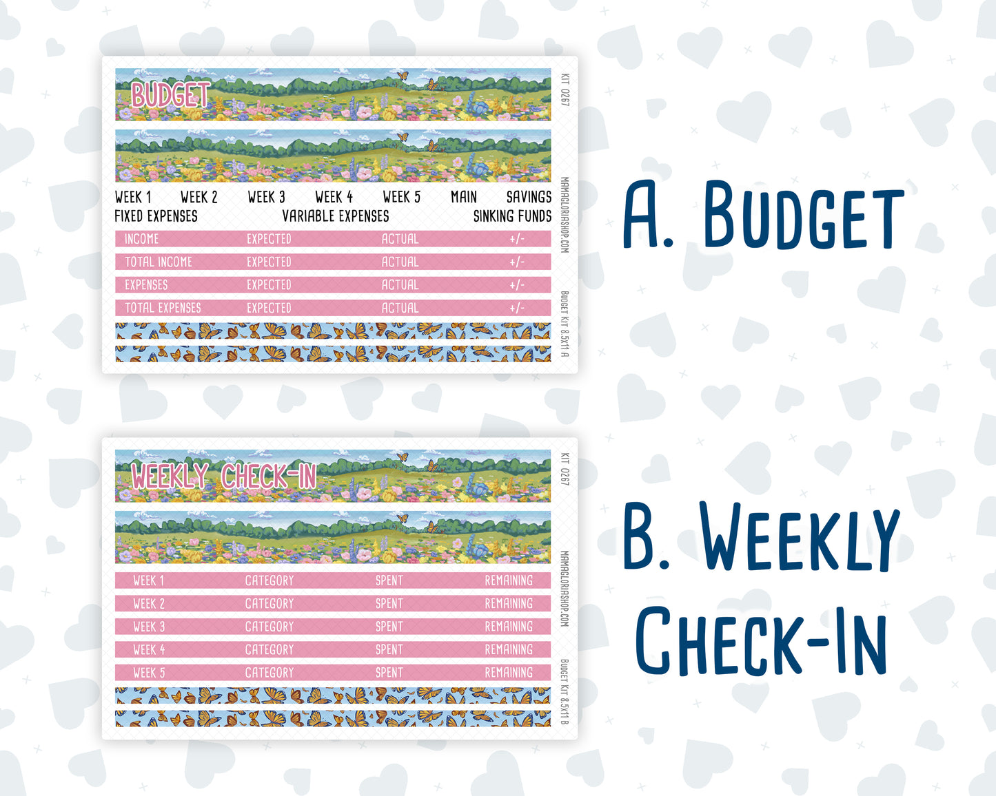 Kit 0267 - Budget - For 8.5x11 Planners | Notebooks - May - Flowers For Mama