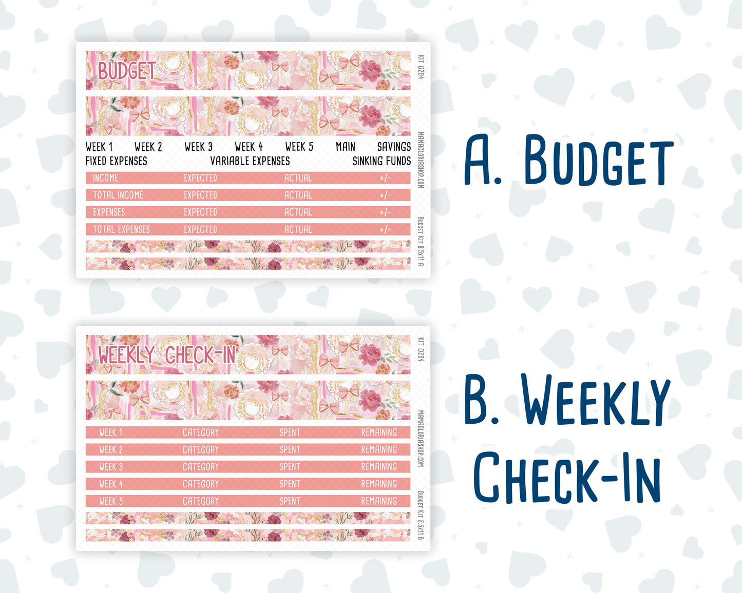 Kit 0294 - Budget - For 8.5x11 Planners | Notebooks - September - Rosy Reveria