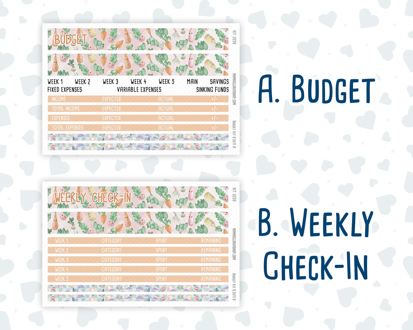 Kit 0259 - Budget - For 8.5x11 Planners | Notebooks - March - Spring Garden Chores