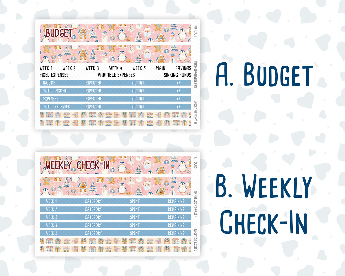 Kit 0305 - Budget - For 8.5x11 Planners | Notebooks - December - Sugarplum Parade