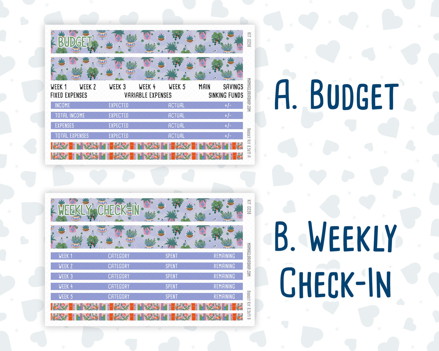 Kit 0258 - Budget - For 8.5x11 Planners | Notebooks - March - Plant Therapy