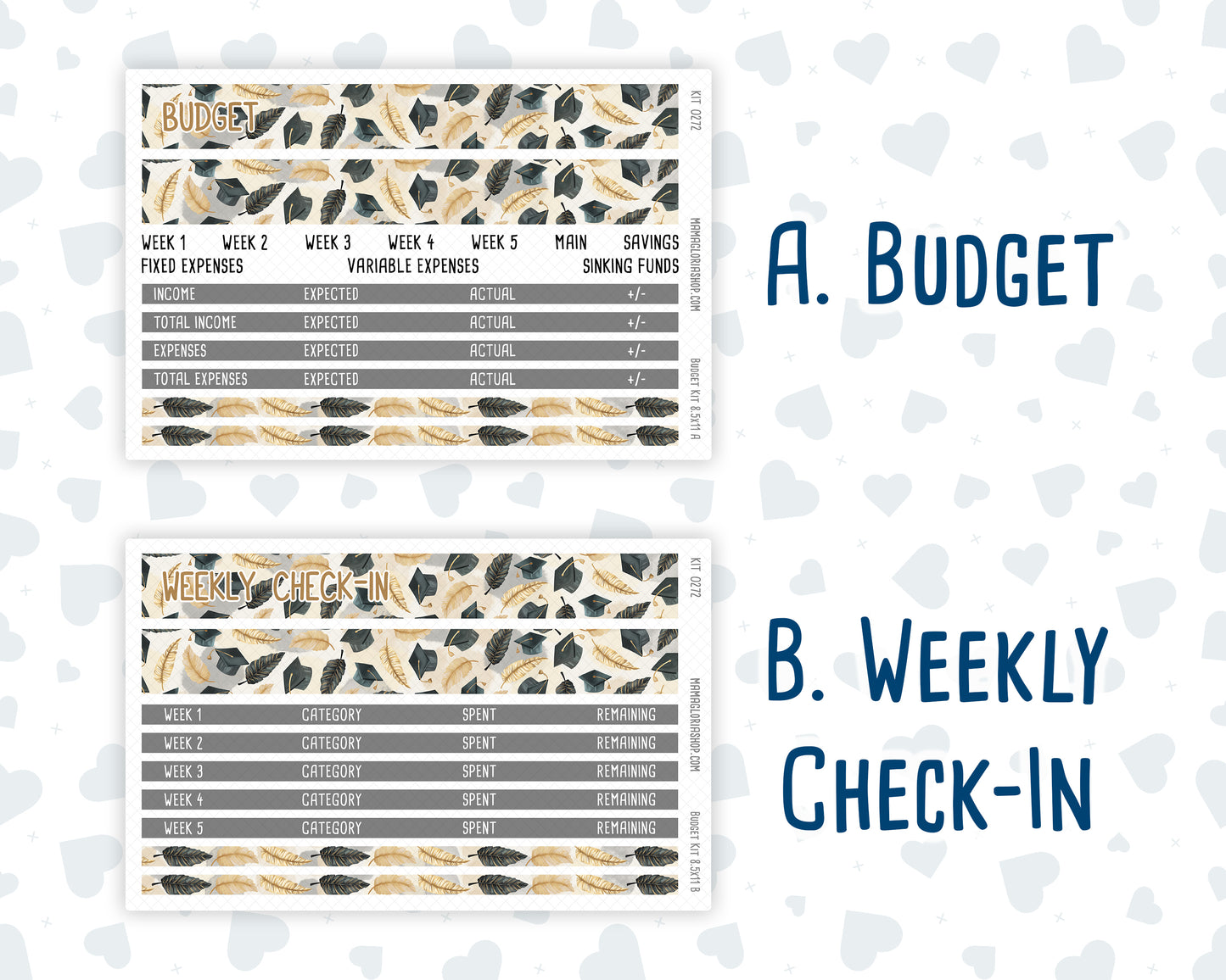 Kit 0272 - Budget - For 8.5x11 Planners | Notebooks - May - Graduation