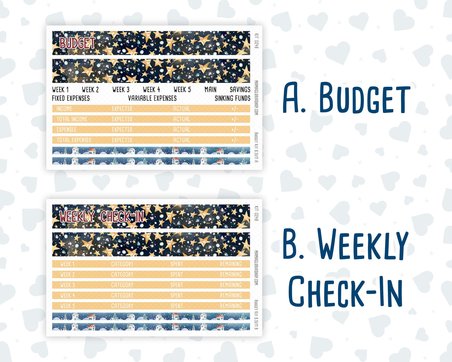 Kit 0248 - Budget - For 8.5x11 Planners | Notebooks - January - Midnight Countdown