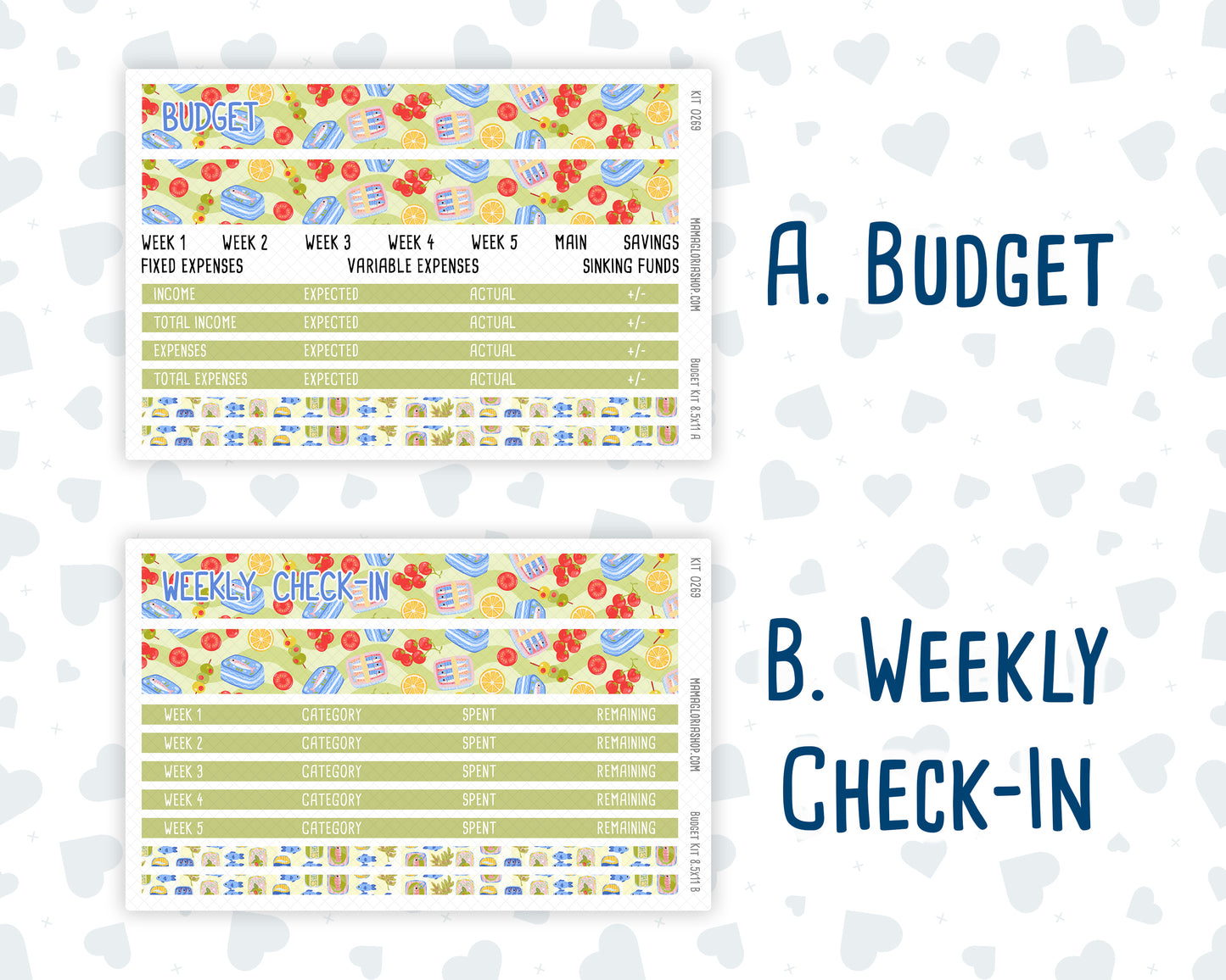 Kit 0269 - Budget - For 8.5x11 Planners | Notebooks - June - Dolce Mare