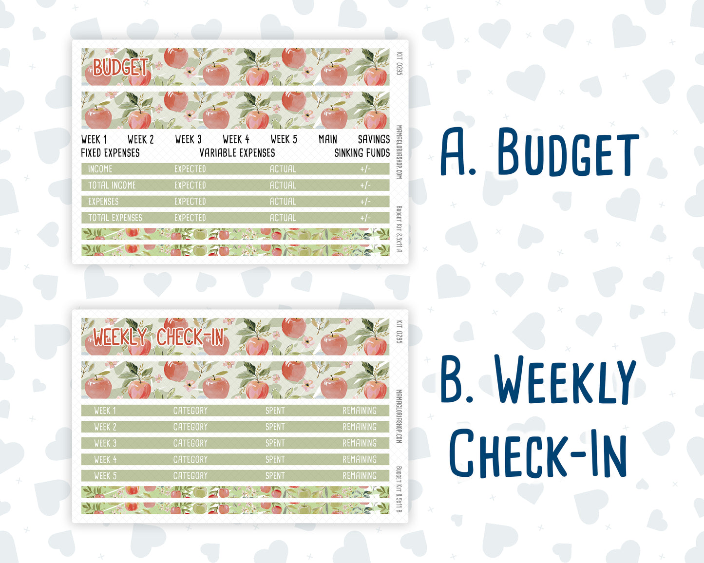 Kit 0295 - Budget - For 8.5x11 Planners | Notebooks - September - Apple Harvest