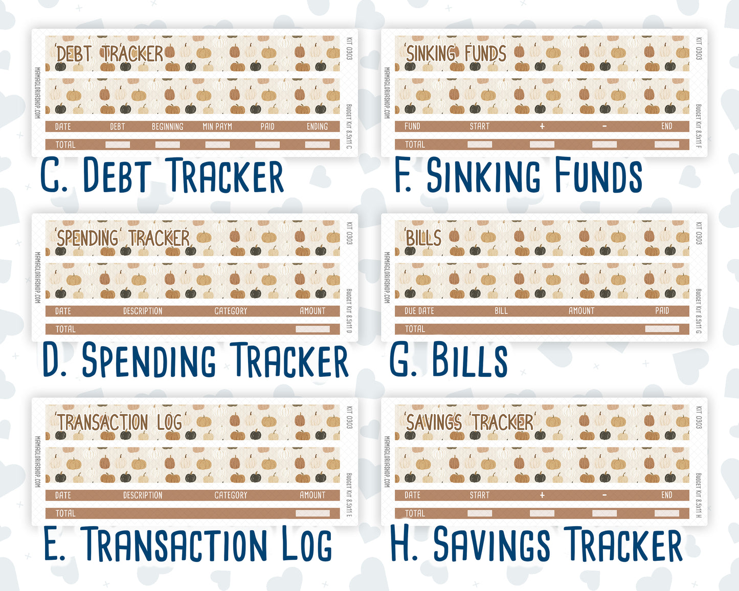 Kit 0303 - Budget - For 8.5x11 Planners | Notebooks - November - Into The Woods