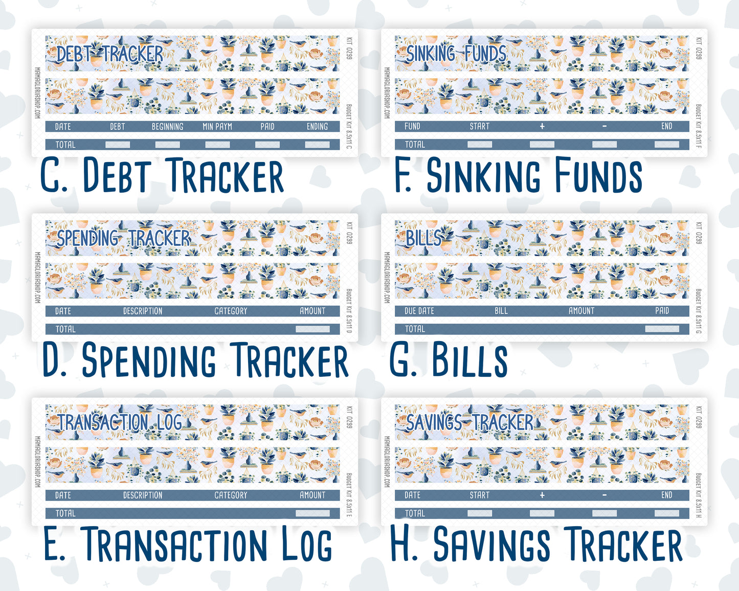 Kit 0299 - Budget - For 8.5x11 Planners | Notebooks - October - Book Nook