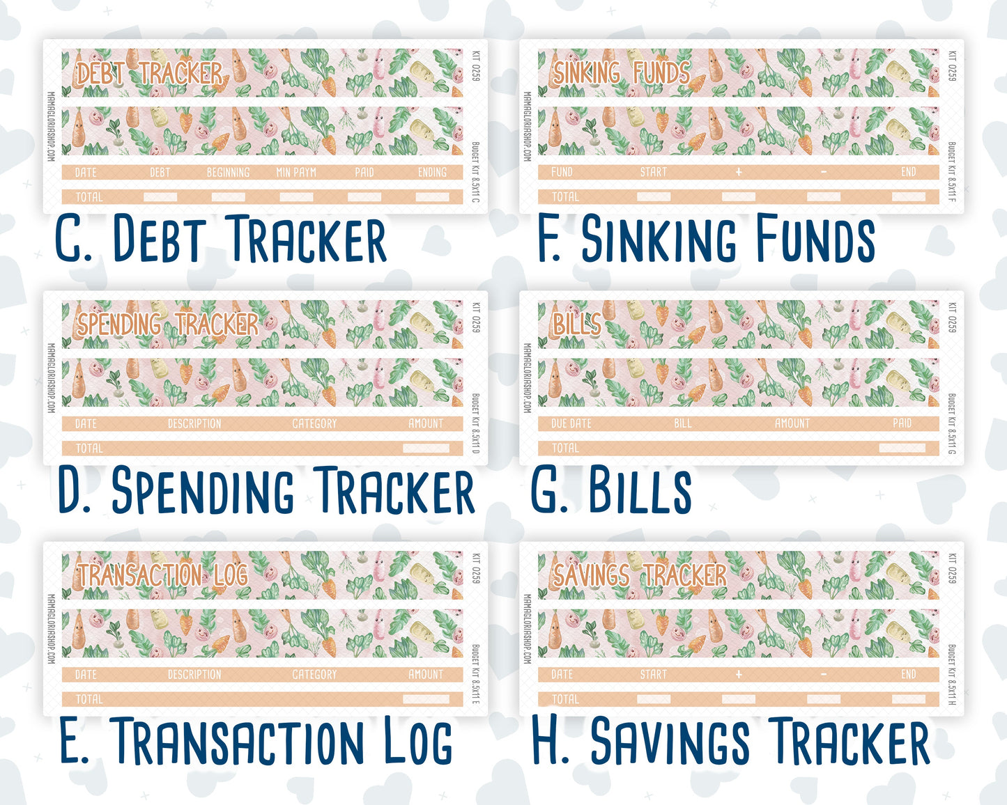 Kit 0259 - Budget - For 8.5x11 Planners | Notebooks - March - Spring Garden Chores